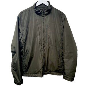 EDDIE BAUER Mens Jacket Size Medium Olive Green Casual Windbreaker Fleece Lined